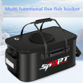Single shoulder fish bucket, live fish, foldable portable water tank, travel camping box, outdoor fishing box, fishing gear.