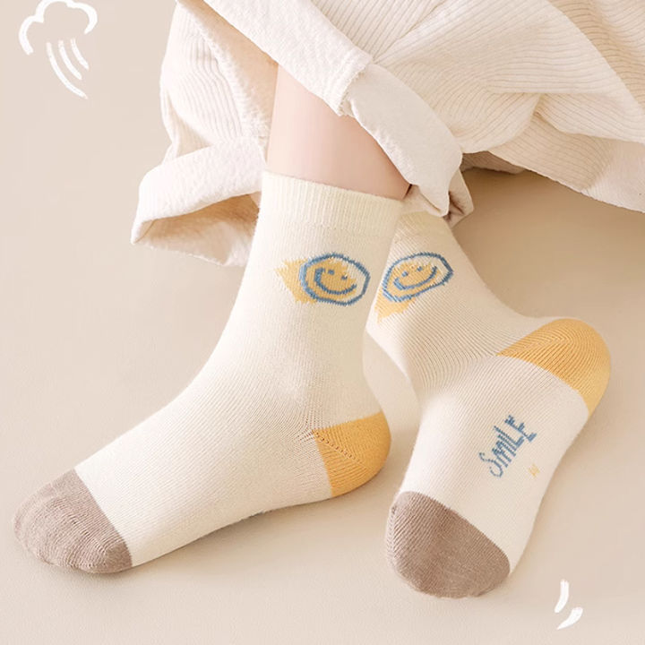 5%20Pairs%20Cotton%20Solid%20Kids%20Boys%20Half%20Socks%20Letter%20Smiling%20Pattern%20%20Comfotable%20Sweat%20Absorbing%20Elastic%20Socks%20for%20Children%20Girls%20-%20Image%205