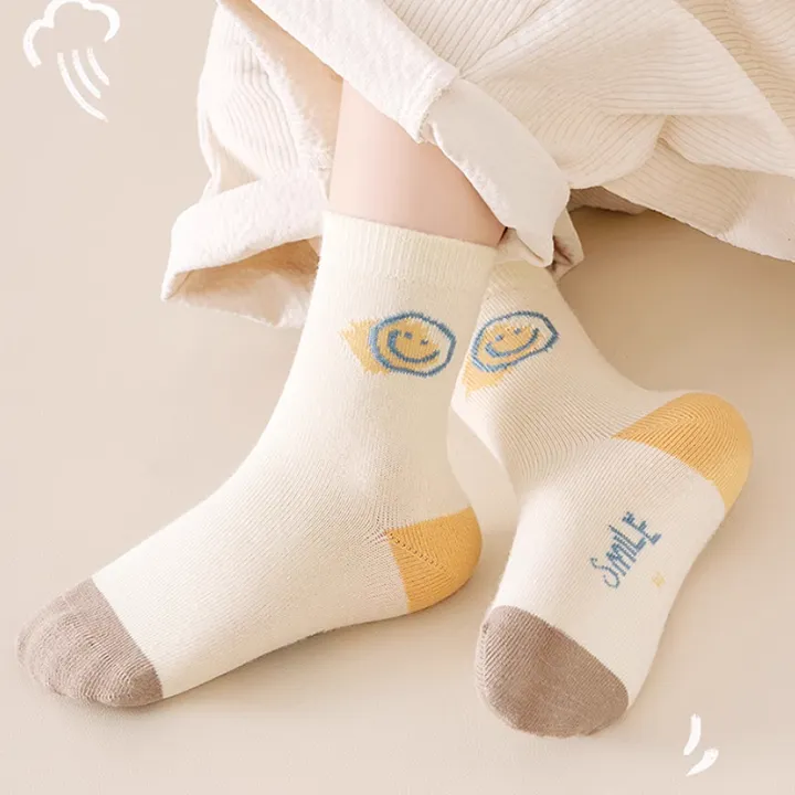 5%20Pairs%20Cotton%20Solid%20Kids%20Boys%20Half%20Socks%20Letter%20Smiling%20Pattern%20%20Comfotable%20Sweat%20Absorbing%20Elastic%20Socks%20for%20Children%20Girls%20-%20Image%205