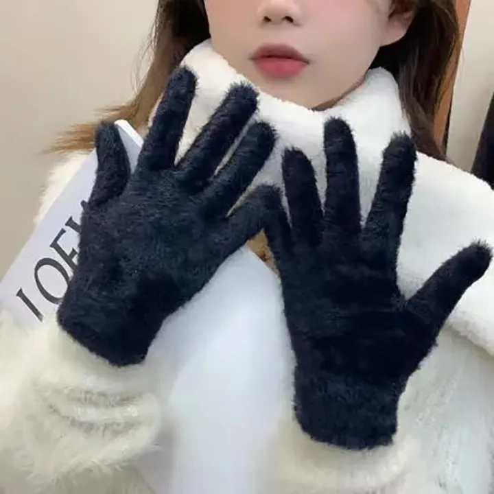 Student%20Girl%20Fashion%20Winter%20Mink%20Velvet%20Five%20Finger%20Gloves%20Plush%20Warm%20Cold-proof%20Gloves%20Women%20Outdoors%20Cycling%20Solid%20Color%20Mitte%20-%20Image%204