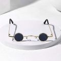 Vintage Rock Punk Man Sunglasses Classic Small Round Sunglasses Women Wide Bridge Metal Frame Black Lens Driving Eyewear.