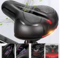 Leather, Reflective Strip Seat Cushion and Dual Shock Absorbing Rubber Balls, Universal Fit Bike Saddle for Exercise & Outdoor Bicycles. 