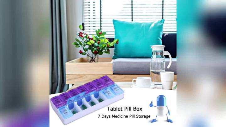 Weekly Pill Box Organizer Cases Portable Pillbox 7 Days 14 Grids Pills Container Storage Tablets Vitamins Medicine Fish Oils