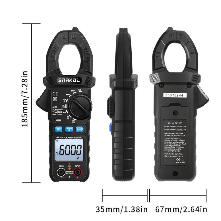 SNAKOL%20Clamp%20Meter%20Multimeter%20AC/DC%20Voltage%20Current%206000%20Counts%20Ammeter%20Voltmeter%20NCV%20Resistance%20Capacitor%20Tool%20electrician%20-%20Image%206