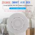 Tuya Zigbee/WiFi Air Quality Sensor Smart Air Box CO2 Meter Formaldehyde VOC Temperature Humidity Sensor Via Alexa  Home. 