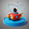 Kids car toy car model toy rocket shape plush astronaut strong durable 4 colors available. 