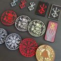 Viking Compass Berserker Rune Applique Embroidery Morale Emblem,The Warrior Of Norse Viking PVC Patches Badges.