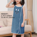 1pc Kids Bath Towel Wrap , Cute Bunny Ears Microfiber Bath Skirt for Girls Age 6-12, Ultra-Soft Absorbent Skin-Friendly 250gsm.