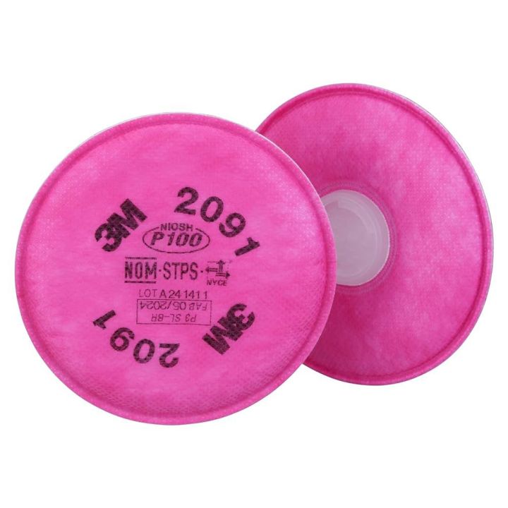 3M Particulate Filter Safety 2091 P100 , One Pair Per Pack, Pink