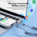 Toocki PD 20W Type C To Lightning fast Charger Cable For iPhone 14 13 12 11 Pro Max Plus XR XS Spring Telescopic Charging Wire.