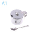 Practical Stainless Steel Sugar Bowl With Handle Lid Spoon Dustproof Waterproof Seasoning Jar Kitchen Restaurant Spice Container. 