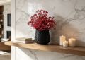Aesthetic Mini Artificial Plant with Flower Pot for Room Decoration Items - Premium Fake Flowers Decoration Piece for Home Decor, Office Desk, Living Room Table Centerpiece. 
