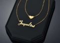 Double chain locket necklace with Customize Name. 