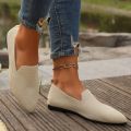 Women Solid Color Pointed Head Mesh Loafers Shallow Woman Soft Bottom Knit Ballet Flat Shoes Female Casual Slip on Boat Shoes. 