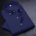 High Quality Non-ironing Men Dress Shirt Short Sleeve New Solid Male Clothing Fit Business Shirts White Blue Navy Black Red. 