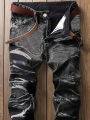 Men's Jeans Black And White Slim Fit Stretch Denim Pants Casual Mid Waist Spring Trousers. 