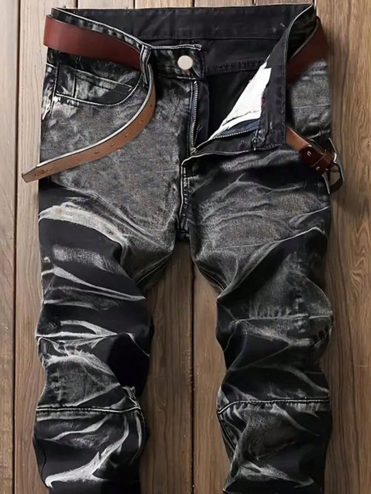 Men's%20Jeans%20Black%20And%20White%20Slim%20Fit%20Stretch%20Denim%20Pants%20Casual%20Mid%20Waist%20Spring%20Trousers%20-%20Image%206