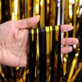 Birthday Party Decorations Backdrop Curtains Glitter Black Gold Tinsel Fringe Foil Curtain Background Wedding Adult Anniversary.