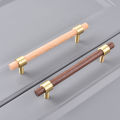 Nordic Beech Walnut Wooden Handle Drawer Knobs Wardrobe T Bar Long Handle Cupboard Knob Kitchen Cabinet Pulls Furniture Hardware. 