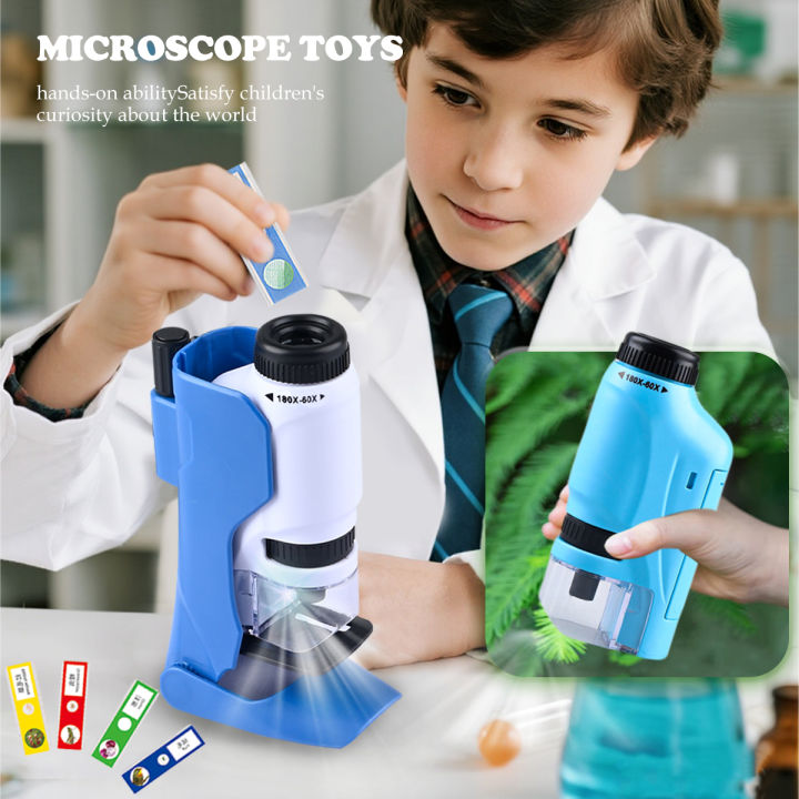 Handheld Microscope Toys, Mini Microscope Kit for Kids with LED Light ...