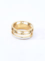 Fashion Design Personalized Luxury Stainless Steel 18K Gold-Plated Single Row Diamond Roman Numeral Openwork Ring For Women pen gpt. 