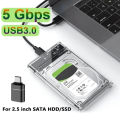 USB 3.0 HDD Enclosure 2.5 inch SATA SSD Hard Drive Case with 5Gbps Transfer Speed Mobile External Housing Harddisk Boxs Cable. 