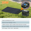 30W Foldable Leather Solar Panel Charger USB-C for Power Station RV Camping Hiking Outdoor Emergency. 