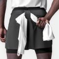 Men's Running Shorts Gym 2 In 1 Sports Shorts Fitness Leisure Workout Breathable Quick Dry Double Layer Training Shorts Men.