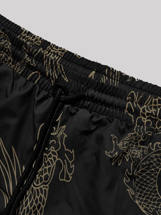Men's%20Chinese%20Style%20"Dragon%20Dance"%20Print%20Robe%20Set%20Black%20Open%20Front%20Belted%20Kimono%20&%20Shorts%202%20Piece%20Streetwear%20-%20Image%206