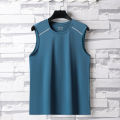 Summer Ice Silk Breathable and Sweat-absorbing Quick Drying Men's Sleeveless T-shirt Soft and Comfortable Men's Top.