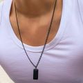 Rectangle Pendant Necklace (BLACK) for Men. 