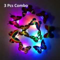 Butterfly shaped home decorating wall light | Color changing LED Wall Sticker | Three (3) Pcs Combo. 