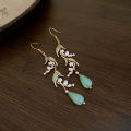 Lily Of The Valley Leaf Water Drop Resin Dangle Earrings Women Partysu New In Earring Hook Vintage Fashion Cheongsam Jewelr K-. 
