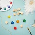 50Pcs 25mm Split Wood Balls, Small Natural Unfinished Half Round Wooden Beads for Kids Craft Crafts and Art Supplies.