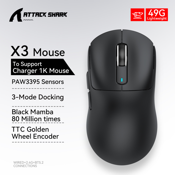 X3 PixArt PAW3395 Mouse 2.4G Bluetooth Tri-Mode Connection, 26000dpi ...