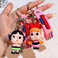 Cute Powerpuff Girls Figure Keychain Anime Cartoon Keyring Jewelry Pendent Car Key Accessories Ornament Toy Xmas Gift for Kids. 