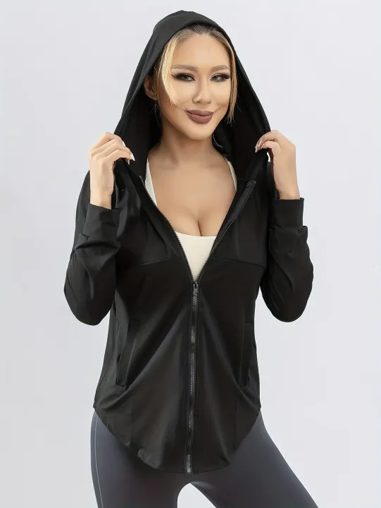 Hooded%20Sports%20Coat%20Women's%20Loose%20Running%20Smock%20Large%20Size%20Fitness%20Wear%20Quick%20Drying%20Long%20Sleeve%20Yoga%20Wear%20Top%20-%20Image%202