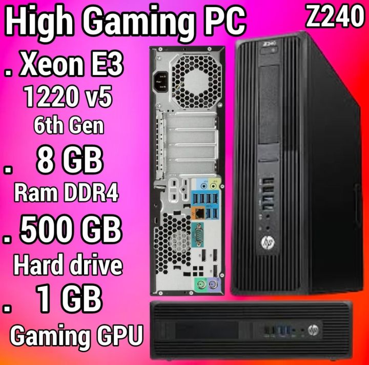 HP Xeon E3 1220 v5 , 6th Generation , 8 GB Ram DDR4 , 500 GB Hard , 1 GB Gaming Graphics card