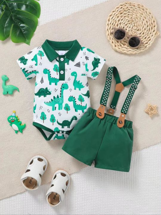 Baby%20Boy%20Summer%20Outfit%202-Piece%20Set%20Cartoon%20Dinosaur%20Print%20Polo%20Short%20Sleeve%20Romper%20with%20Fashionable%20Cute%20Overalls%20-%20Image%206