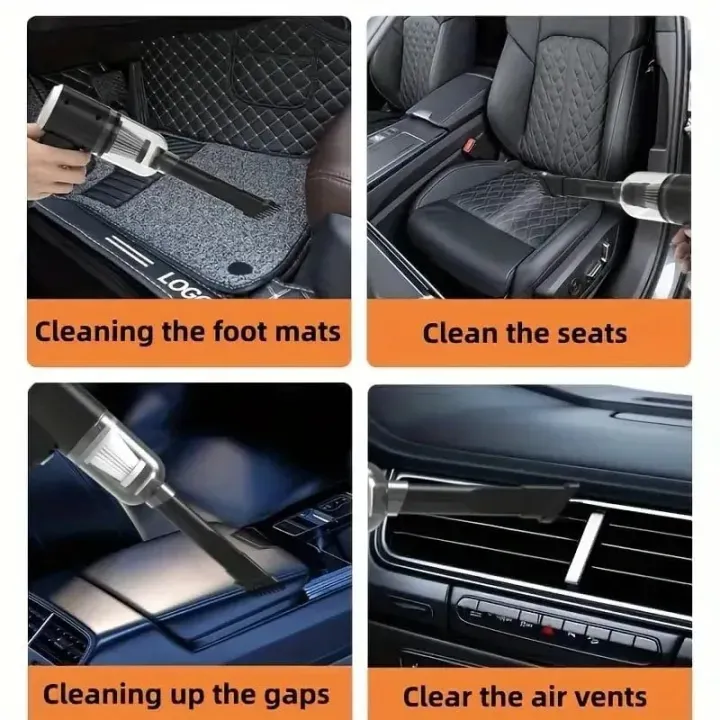3-in-1 High Power Portable Car Vacuum Cleaner with Blower & Suction USB Rechargeable Wireless Handheld Mini Vacuum Compact Reusable Cleaner for Car Home Camping Travel Cordless Dust Buster & Crumb Remover