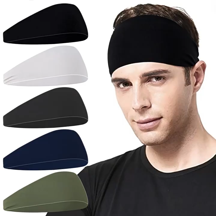 Lightweight Moisture Absorbing Workout Headbands for Men Quick-Dry Non Slip Stretchy Sweatband Breathable Comfortable Men‘s Sports Hairband Football