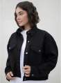 Black Denim Short Body Jacket for Women, Premium Stretch Fit, Button Fastenings. 