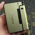 Focus cigarette case dispencer with refillable lighter available in 4 colours. 