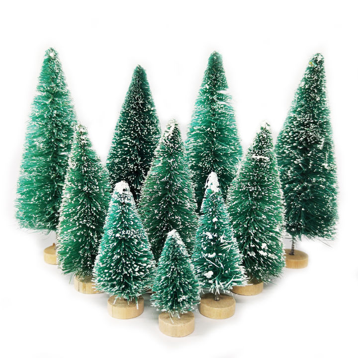 5/8pcs Mini Christmas Trees Small Artificial Christmas Tree Ornament Cedar Pine Sisal Tabletop Merry Christmas Party Decoration