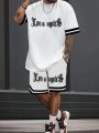 A New 3D Letter-Printed Street Fashion Casual Simple Soft Comfortable Breathable and Lightweight Men's Suit for Summer 2025.