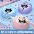 Cat Paw Shape Fire Wax Furnace Pot Set Warmer Melts Electric Heater Wax Beads Melting Seal Furnace Spoon Set For Wax Seal Stamp.
