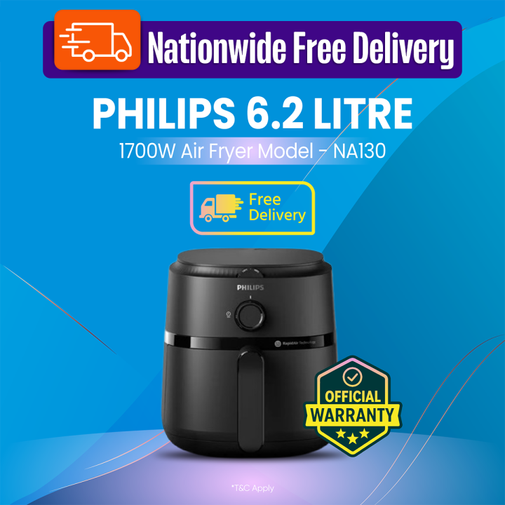 Philips 6.2 Liters 1700W Air Fryer (NA130/00) Extra Large Warranty : (Official) 1 year spare parts, 2 years service warranty with Free Delivery