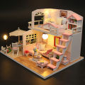 3D Puzzle Building Model Kit Wooden Miniature Doll House With LED Lights Assembled DollHouses Home Decoration Birthday Gifts. 