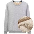 Winter Men Lamb Fleece Sweatshirt Solid Color Warm Round Neck Long Sleeve Men Thermal Underwear Top Velvet Thicken Top.