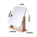 Dresser Vanity Mirror with Natural Wood Stand, 1x 360 Degree Rotating Magnifying Mirror, Portable Table Countertop Mirror Bathr. 